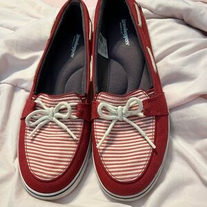 Grasshoppers Red and White Striped Women's loafers